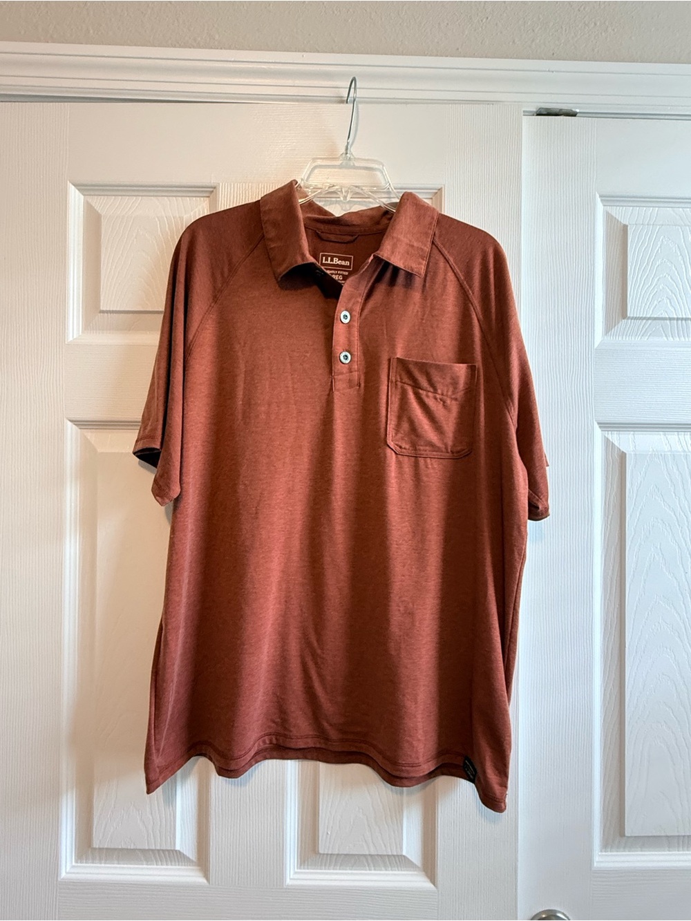 L.L. Bean Men’s Short-Sleeve Polo in Rust Brown